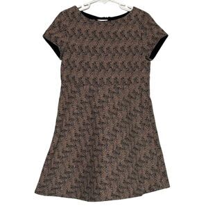 Zara Girls Tweed Dress Size 8 Kids Short Sleeve Textured Metallic Threat Lined